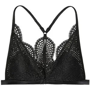 Victoria's Secret M Bralette Black Lace Racerback Front Clasp Scalloped Trim thumbnail 4
