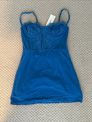 Urban Outfitters Size Extra Small XS Women's Blue Lace-Trim Slip Dress NWT NEW thumbnail 1
