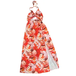 SheIn Woman’s Tropical Print twist-front Halter Maxi Dress XS thumbnail 3