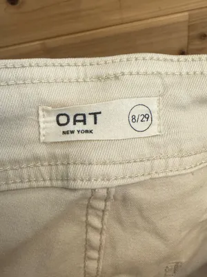 Oat 8/29 Cream High Rise Wide Leg Cotton Blend Pants Raw Edge Summer Casual thumbnail 9