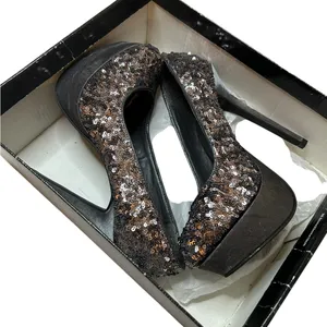 New in Box Shimmer Diva SM New York Women's Sequin Black & Silver Stiletto Pumps thumbnail 2