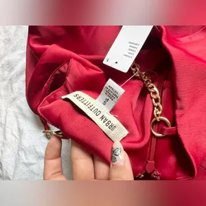 urban outfitters red satin slip dress new with tags gold chain straps thumbnail 3