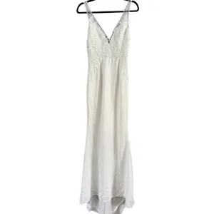 NWT Lulus Precious Promise White Satin Embroidered Lace Mermaid Maxi Dress Sz XS thumbnail 5