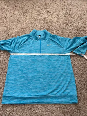 Nike Running Dri Fit Womens Large 1/4 Zip Blue Stretch Long Sleeve thumbnail 7