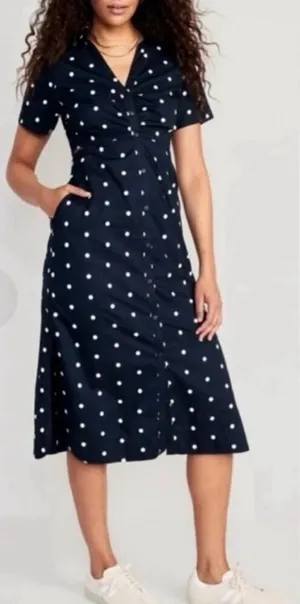Old Navy polka dot cutout side midi dress size small thumbnail 1
