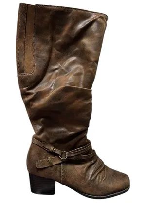 Yuu Womens Ryley Stacked Heel Below Knee Riding Boots Womens 8 W thumbnail 1