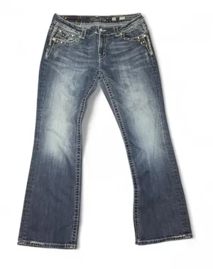 Miss Me Jeans Women 31 Easy Boot DK29 Rhinestone Embellished Flap Pockets JES463 thumbnail 1