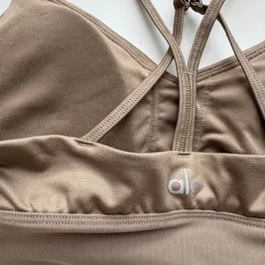 Alo Yoga Lavish Bra Bralette Strapped Mesh Band Glossy Gravel Shine Size Small thumbnail 4