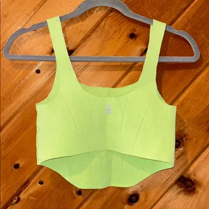 Free people movement strong core corset crop top in neon green thumbnail 4