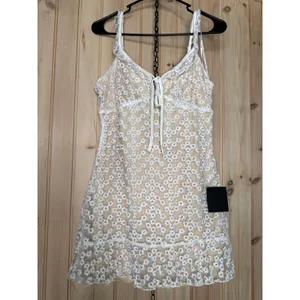 NWT Lulus Charmaine White Embroidered Mini Dress Party Resort Cruise Chi Size S thumbnail 2