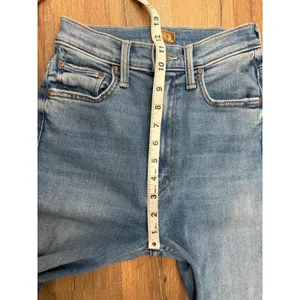 MOTHER High Waisted Rider Ankle Fray Jeans 24 Distressed Straight Blue USA thumbnail 11