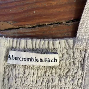 Abercrombie & Fitch Linen Blend Asymmetrical Ruched Square Neck Dress XL🧡🎀 thumbnail 11