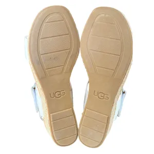 UGG Eisley Cream White Leather Espadrille Wedge Sandals‎ Size 7 thumbnail 6