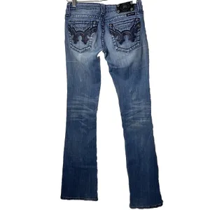 Miss Me Rhinestone Studded Black Faux Leather Style JW5307B6 Bootcut Jeans 26 thumbnail 2