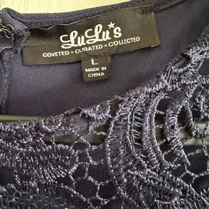 Lulus Navy Blue Sleeveless Lace Onlay Maxi Gown Dress Size L thumbnail 8