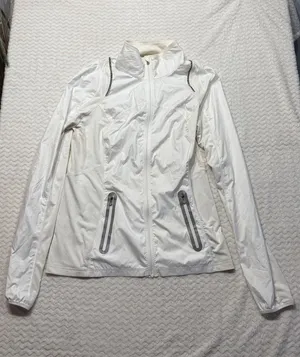 Lululemon White Mesh Panel Full Zip Running Training Jacket Size 10 Reflective thumbnail 1