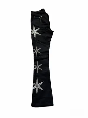 Publik Denim Black Beaded Star Flare Jeans Men’s Size 32x35 thumbnail 3