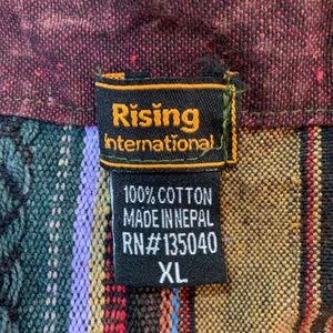 Rising International Nepal Patchwork Overalls Jumpsuit Boho Hippie XL‎ Colorful thumbnail 3
