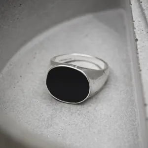 Black Signet Ring Silver thumbnail 2