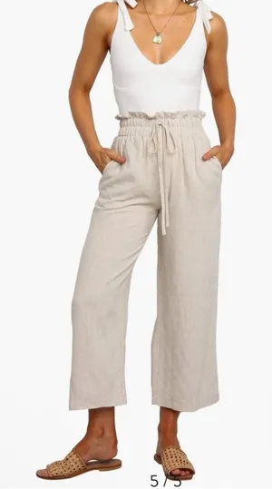 Petal and Pup Hawthorne Linen‎ Blend Wide Leg Crop Pants size 6 thumbnail 1