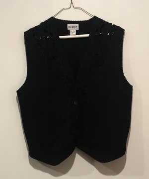 Koret Vintage Black Knit Wool Sweater Vest thumbnail 1