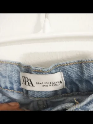 Zara Relaxed Baggy Classic Wide-Leg High Waist Women's Jeans in Light Blue thumbnail 4