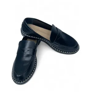 New SCHUTZ 8.5 Loafer Penny Flat Slip On Studded Leather Womens Black Leather thumbnail 4