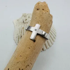 925 Sterling Silver Cross Ring, CZ Cross Ring thumbnail 4