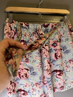 American Eagle Outfitters Skirt Womens Medium Blue Floral Wrap Elastic Waist thumbnail 2