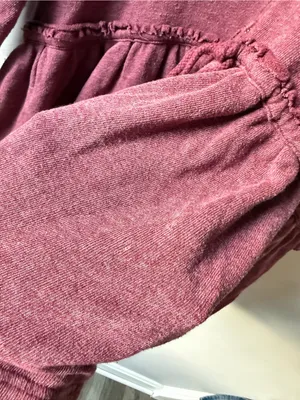 Free People Full Zip Sweatshirt Ruffle Flowy Hippie Boho Red Pink Size S M thumbnail 6