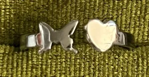 Butterfly and Heart Stainless Steel Silver Adjustable Ring Size 6-9 thumbnail 1