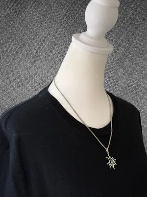 Silver Tone Tribal Sun Spiral Pendant Necklace 20 Inch Chain thumbnail 3