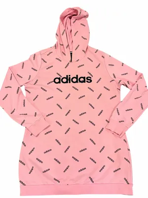adidas Pink All-Over Logo Hoodie women’s size large thumbnail 1