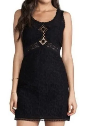 Anthropologie Free People Sz S Dress Daisy Chain Semi-sheer Lace Crochet Bodycon thumbnail 1