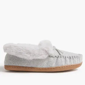 NWT J.Crew womens faux shearling grey moccasin slipper size 8 sold out! thumbnail 3