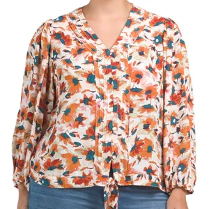 Zac & Rachel Floral Crepe Top Size 1X thumbnail 4