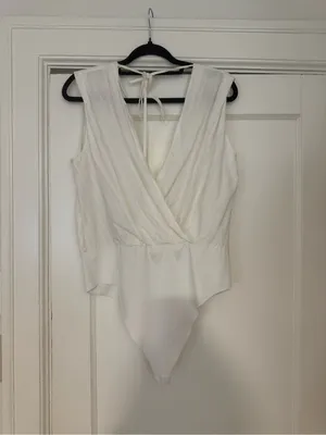 Zara White Cotton Wrap Bodysuit thumbnail 5