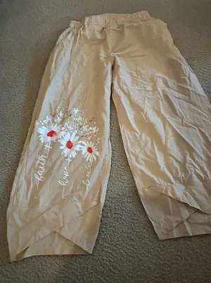 bc08 Woman pants size 2xl flowers faith hope love flowers thumbnail 1