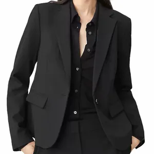 Ann Taylor Black Virgin Wool Blend Blazer Jacket Size 8 thumbnail 1