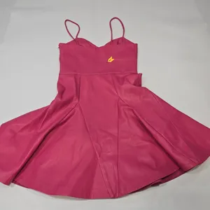 Susana Monaco Faux Leather Corset Flare Dress in Azalea thumbnail 14