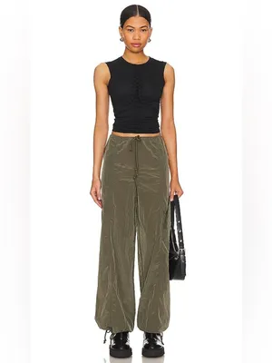 NWT Lovers + Friends Noah Cargo Pants Wide Leg in Olive Green Size XS thumbnail 6