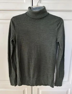 Gap Womens Extra Fine Merino Wool Turtleneck Sweater Olive Green Tall Small thumbnail 1