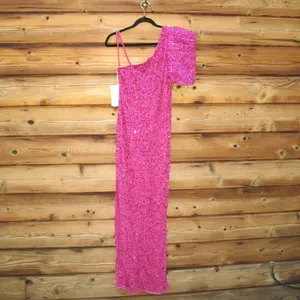 Mac Duggal 10912 Womens Pink EMBELLISHED PUFF ONE SHOULDER COLUMN GOWN thumbnail 11