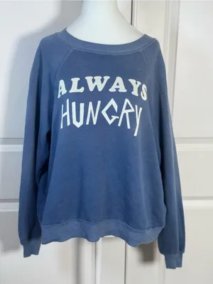 Wildfox Always Hungry Baggy Beach Jumper S Blue Graphic Y2K Sweatshirt Oversized thumbnail 2