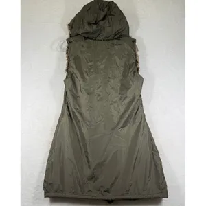 Abercrombie & Fitch Womens Hooded Puffer Vest Liner Olive Green Faux Fur Medium thumbnail 9