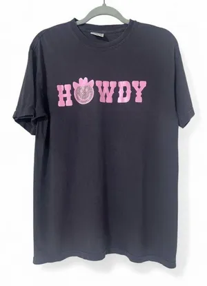 Comfort Colors T-Shirt Medium Heavyweight Garment Dyed Howdy Graphic Western Tee thumbnail 1