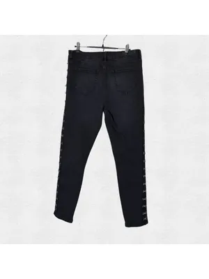 Faded Black Silver Hook Midrise Skinny Jeans Blackheart 13 10 Edgy Punk Goth Alt thumbnail 5