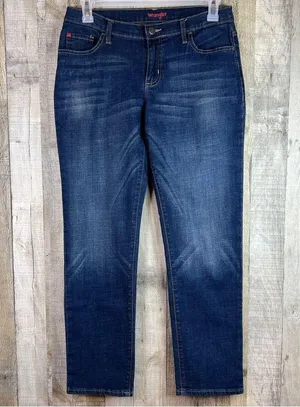 Wrangler Size 8 Medium Straight Leg Medium Blue Denim Wash Jeans w/5 Poc… thumbnail 1