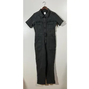 Aerie Denim Jumpsuit in Charcoal Gray Utility Size Large thumbnail 3