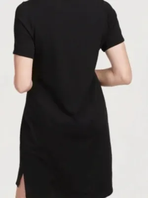 WoolX Lexie Black Relaxed T-Shirt Dress Pocket Sz Large $160 thumbnail 6
